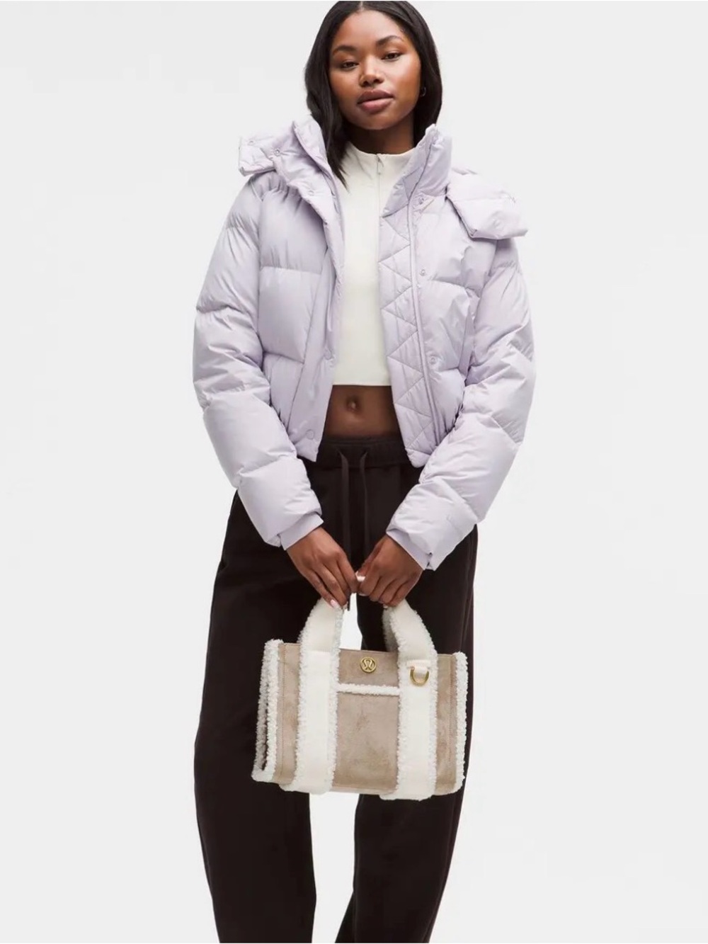 NWT Lululemon Boxy Tote Mini 4.5L Faux Shearling Crossbody Sheer Oak